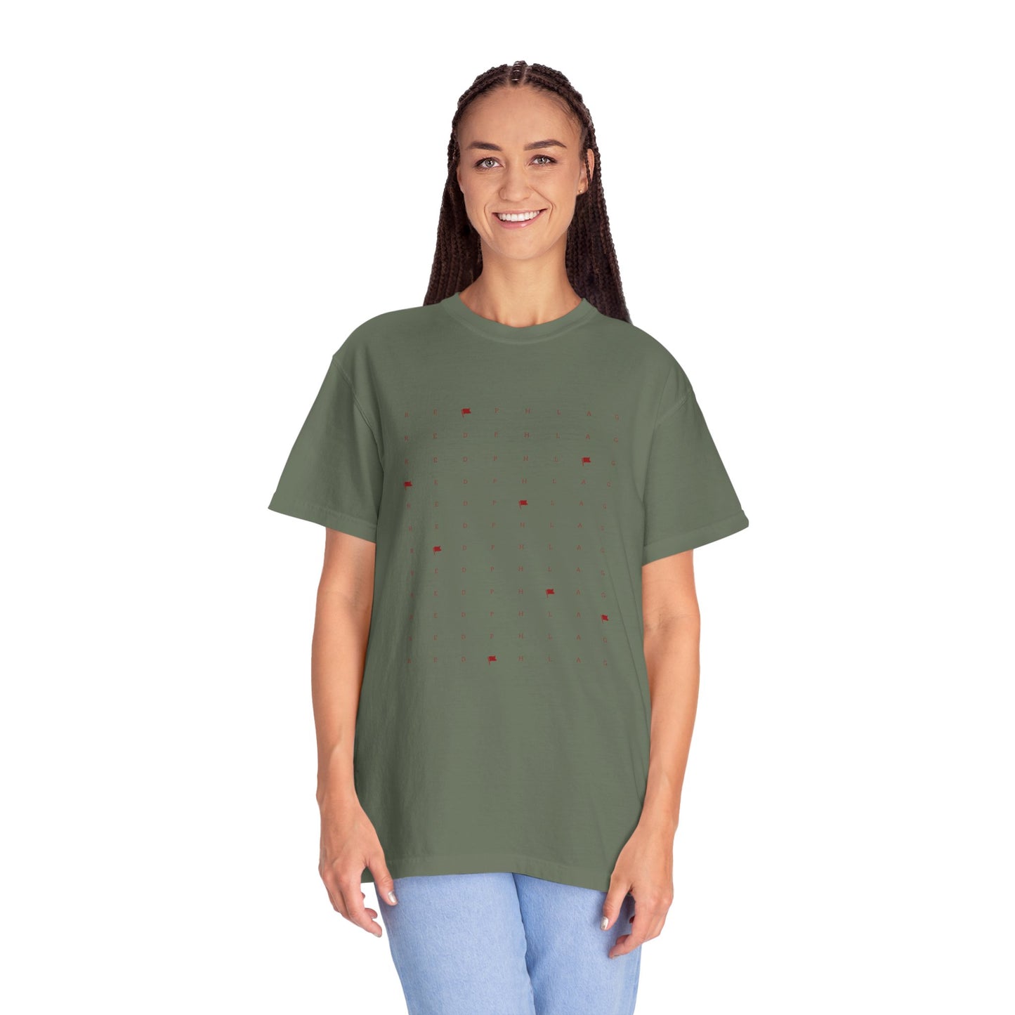 Red Phlag Grid Garment-Dyed T-shirt