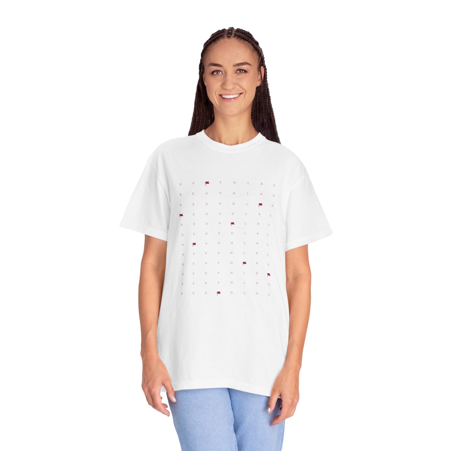 Red Phlag Grid Garment-Dyed T-shirt