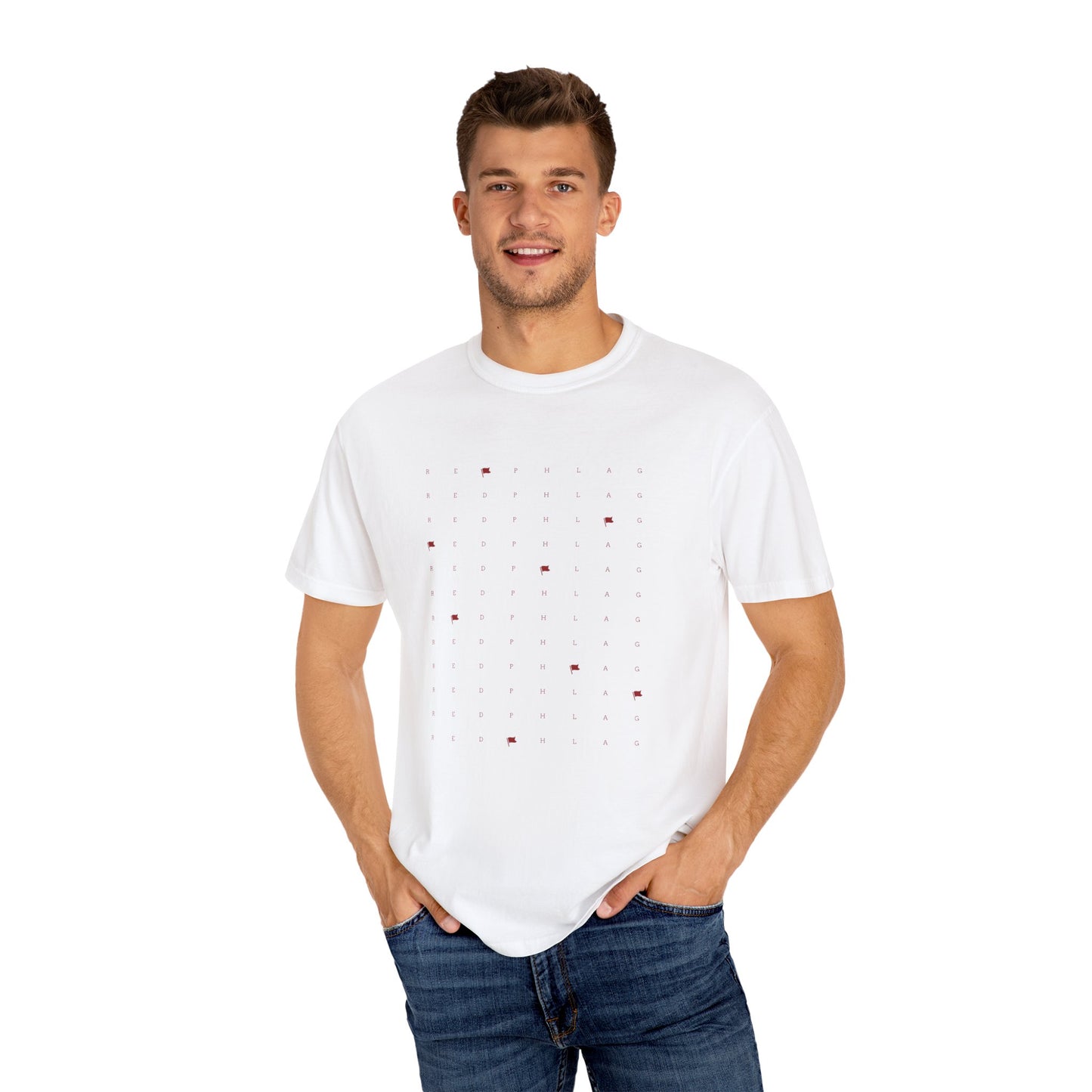 Red Phlag Grid Garment-Dyed T-shirt