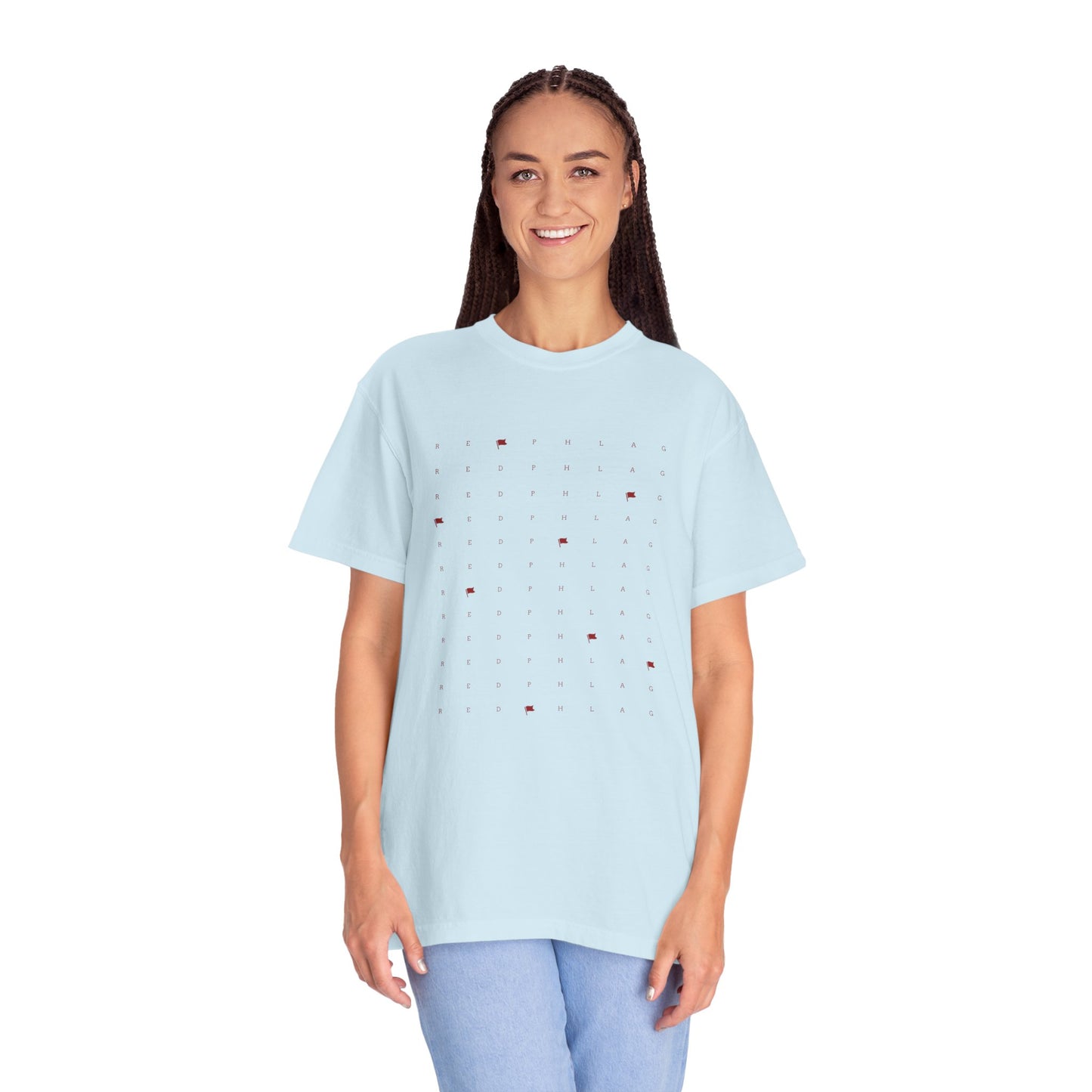 Red Phlag Grid Garment-Dyed T-shirt