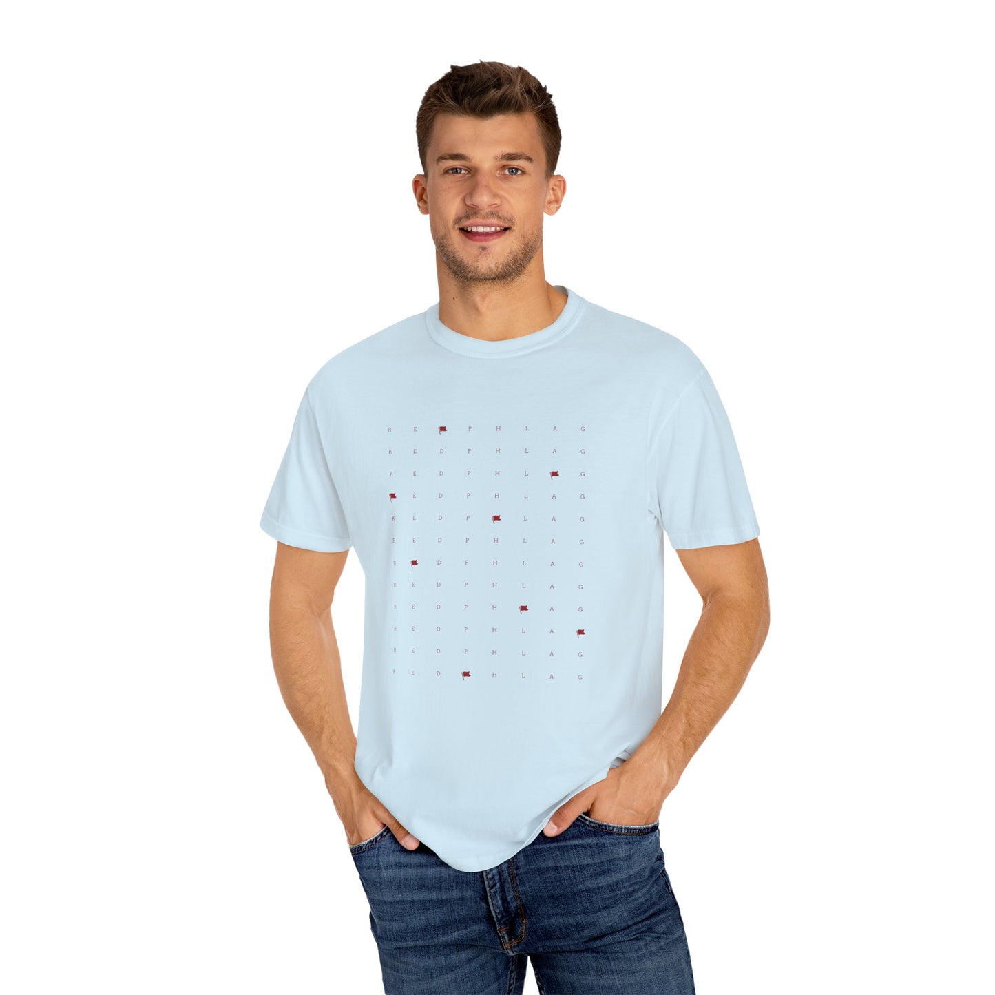 Red Phlag Grid Garment-Dyed T-shirt