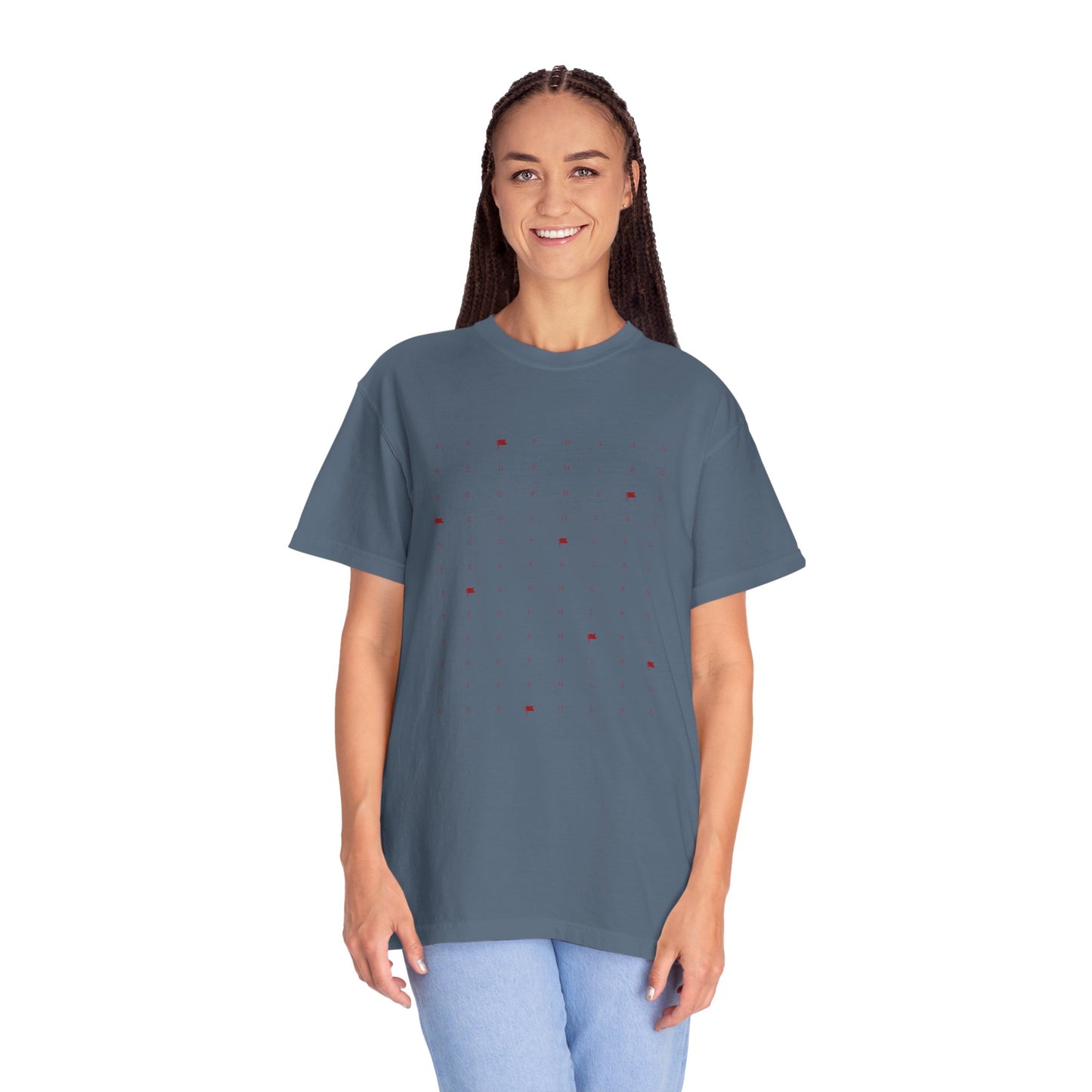 Red Phlag Grid Garment-Dyed T-shirt