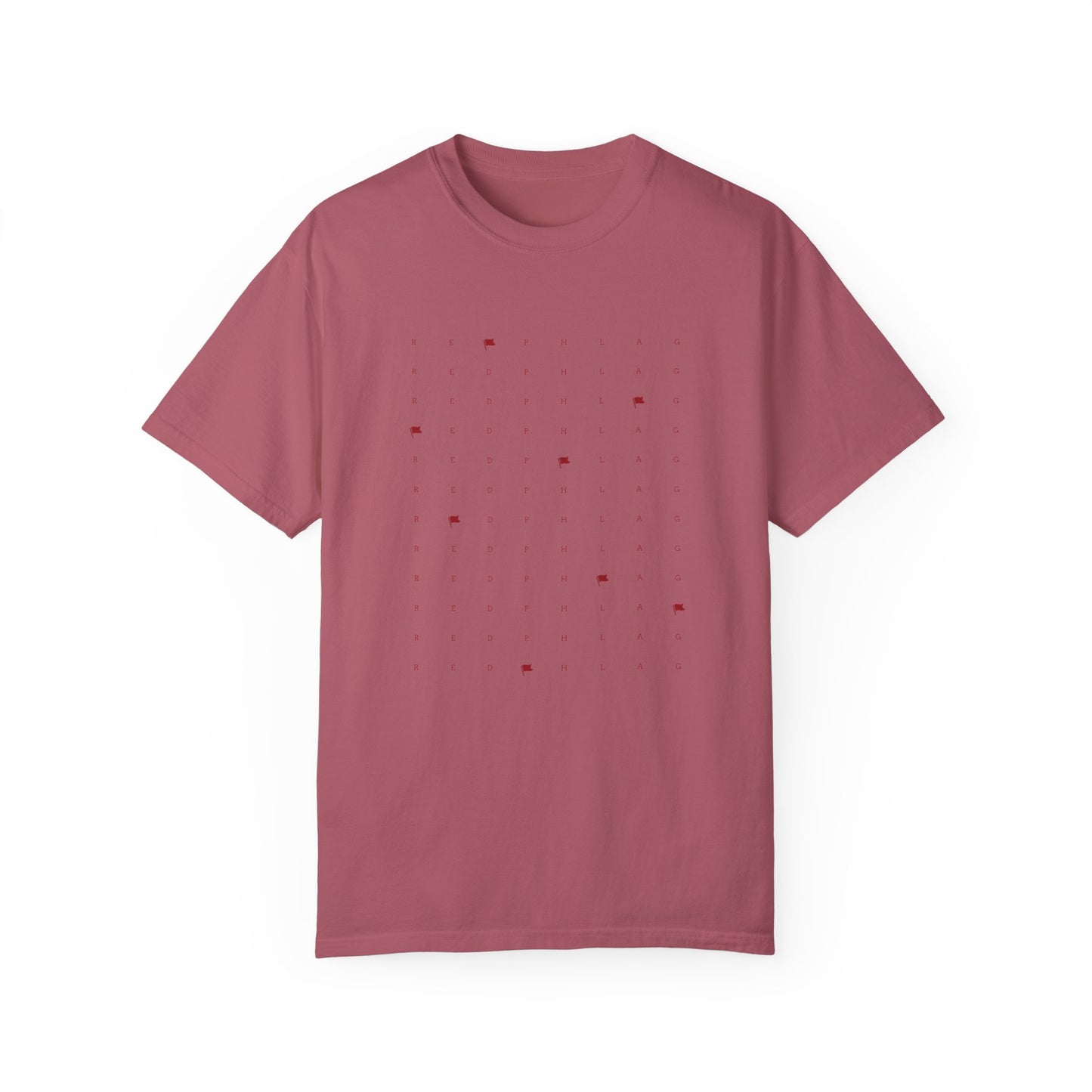 Red Phlag Grid Garment-Dyed T-shirt