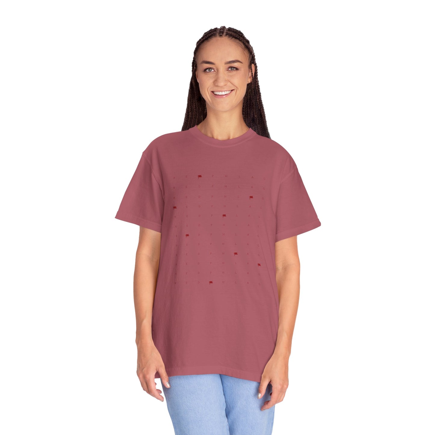 Red Phlag Grid Garment-Dyed T-shirt