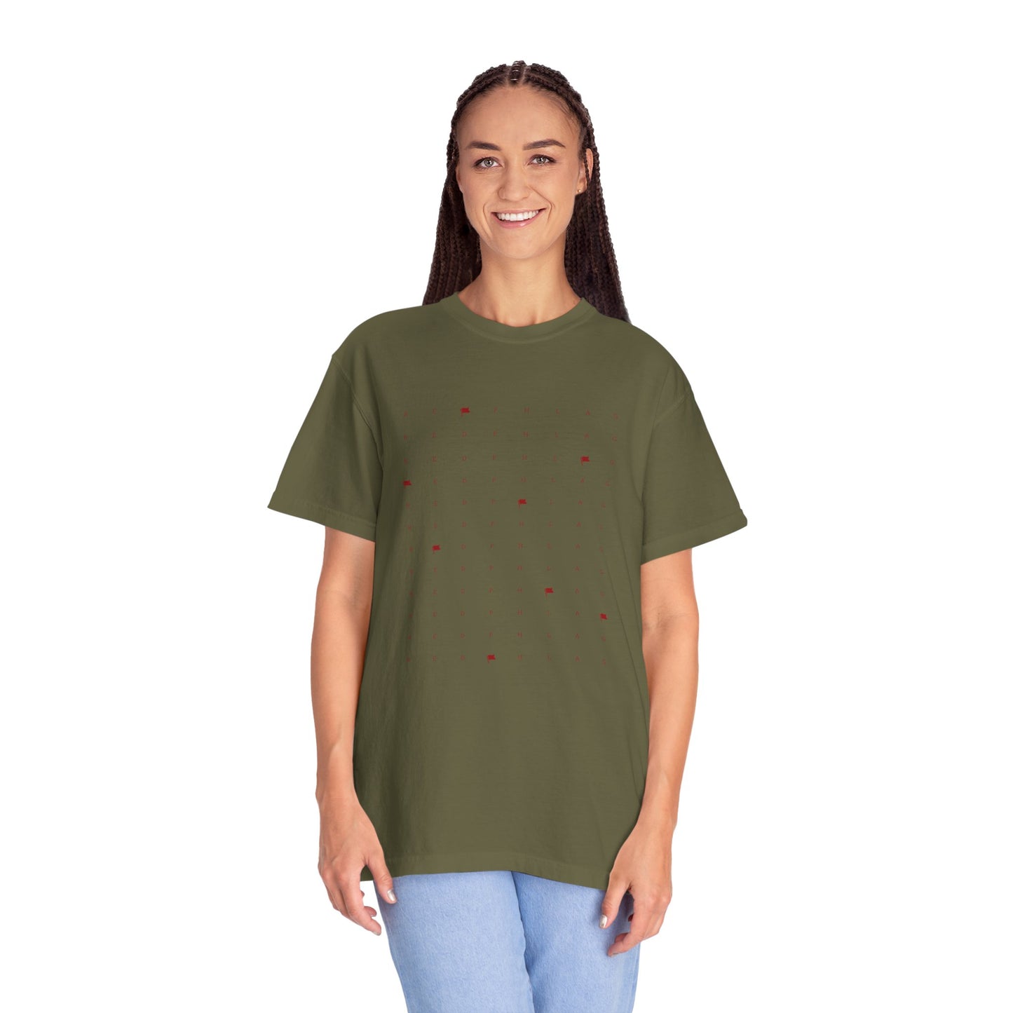 Red Phlag Grid Garment-Dyed T-shirt