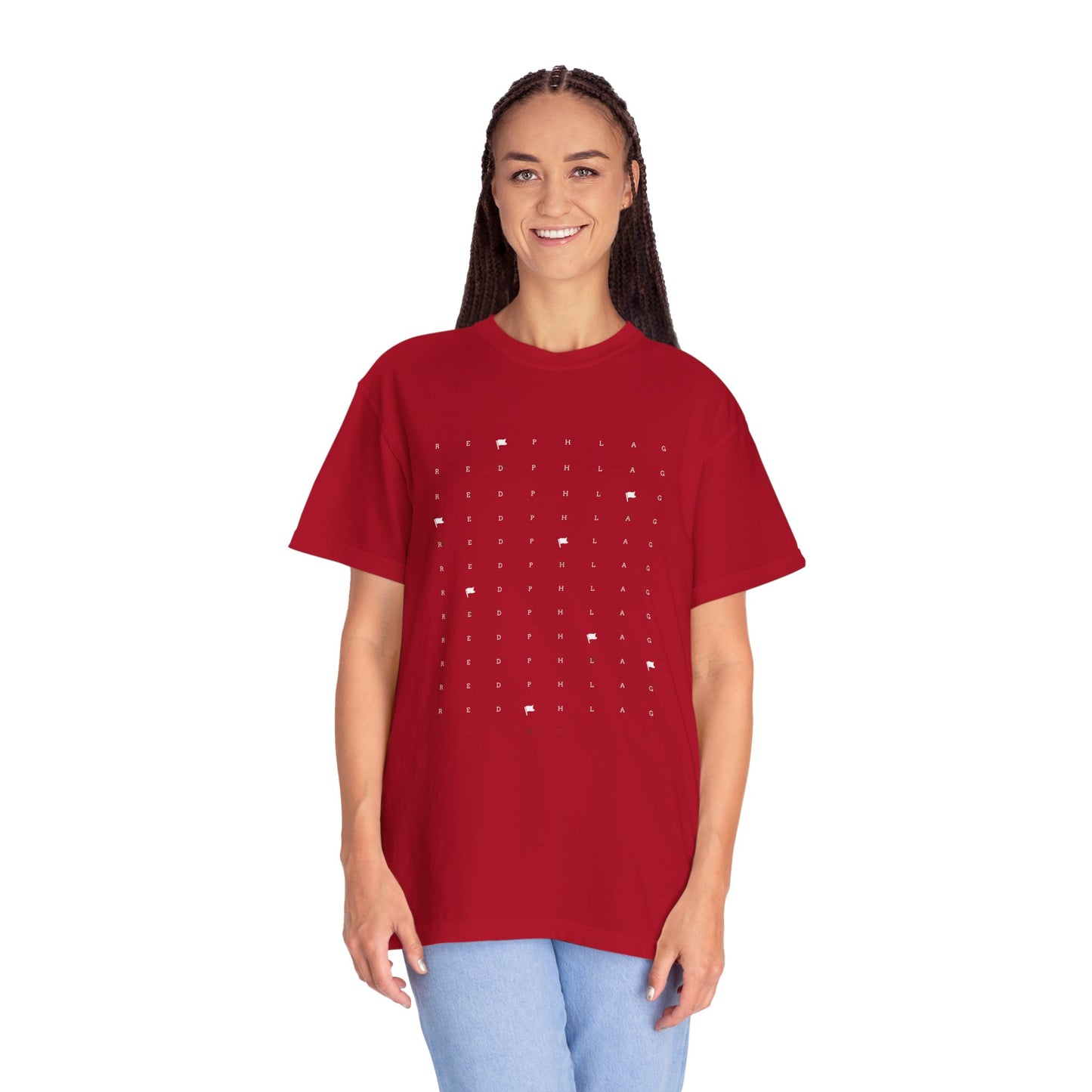 Red Phlag Grid Garment-Dyed T-shirt